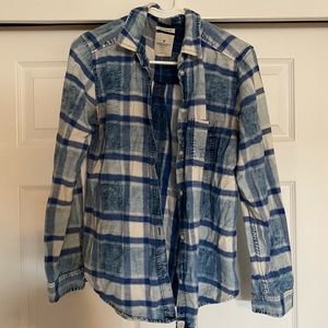American Eagle Light Blue Boyfriend Flannel